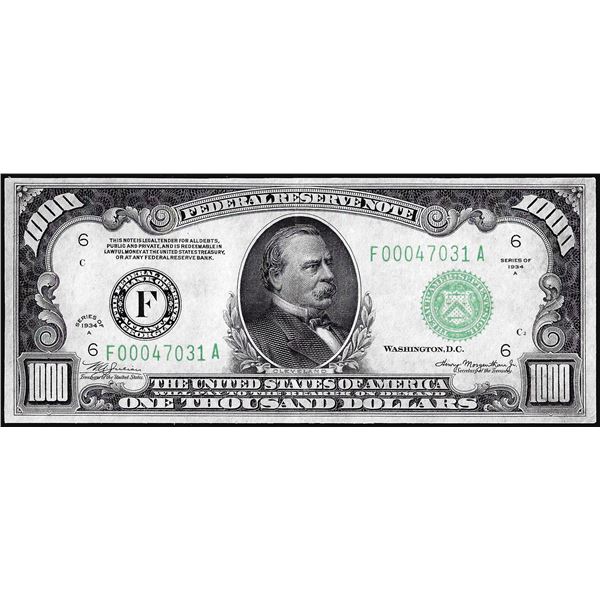1934A $1,000 Federal Reserve Note Atlanta
