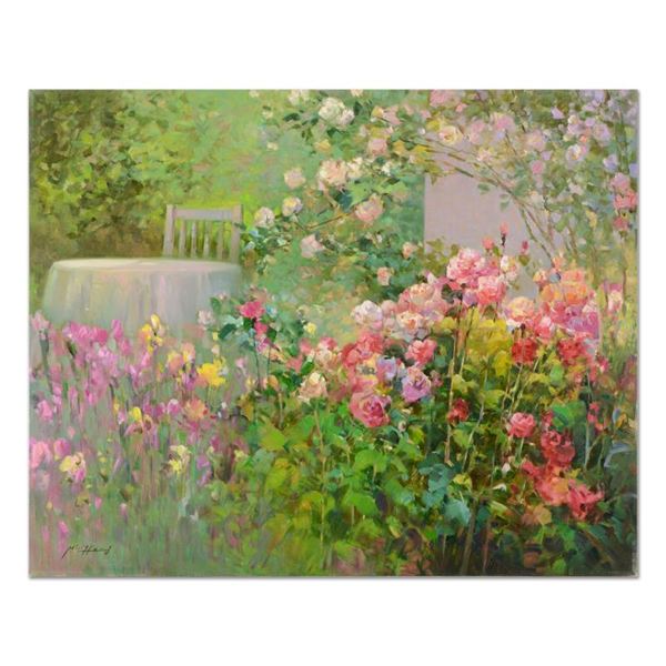 Ming Feng "Corner of the Garden" Original Oil Painting on Canvas