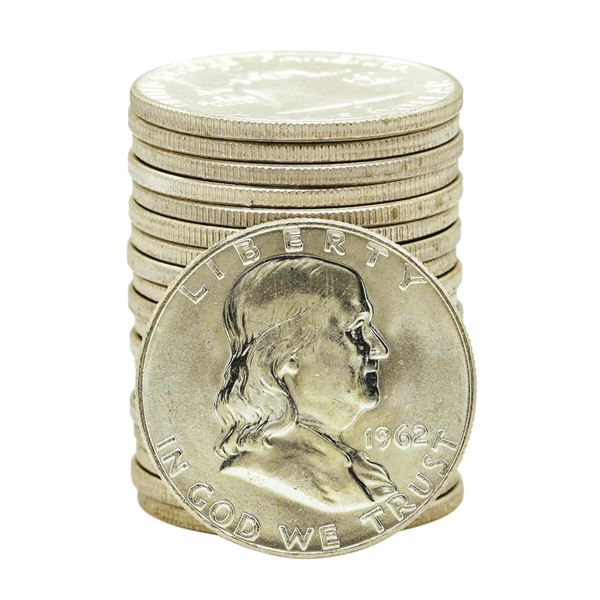 Roll of (20) Brilliant Uncirculated 1962-D Franklin Half Dollar Coins