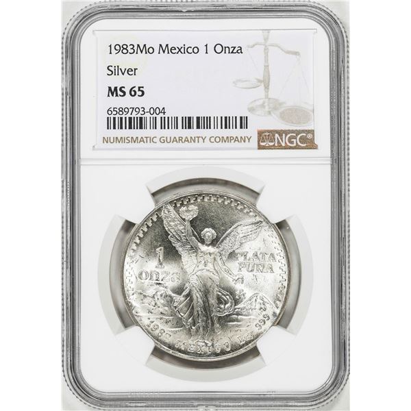 1983Mo Mexico 1 Onza Libertad Silver Coin NGC MS65