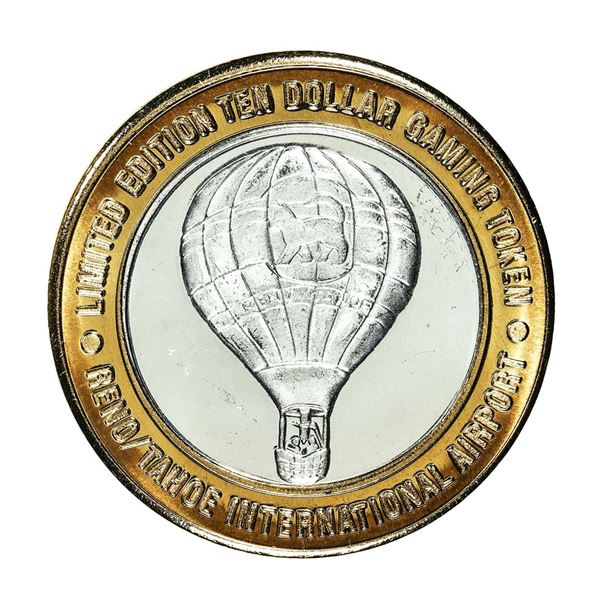 .999 Silver Reno/Tahoe International Airport $10 Casino Limited Edition Gaming Token