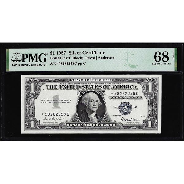 1957 $1 Silver Certificate Star Note Fr.1619* PMG Superb Gem Uncirculated 68EPQ