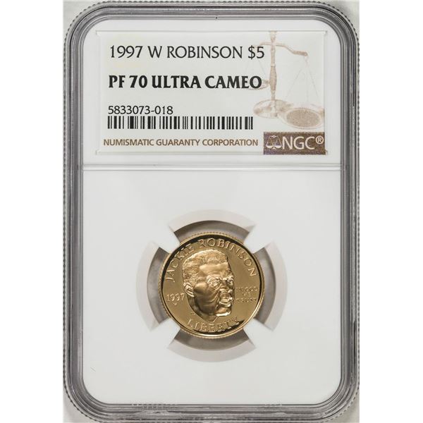 1997-W $5 Jackie Robinson Proof Commemorative Gold Coin NGC PF70 Ultra Cameo
