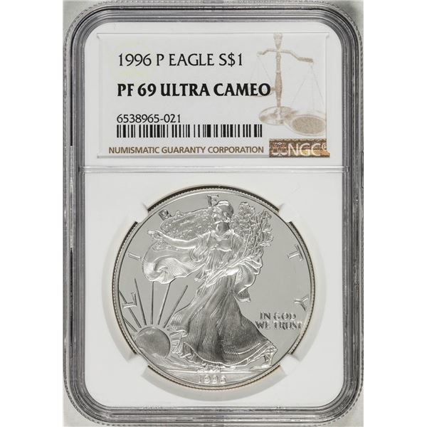 1996-P $1 Proof American Silver Eagle Coin NGC PF69 Ultra Cameo