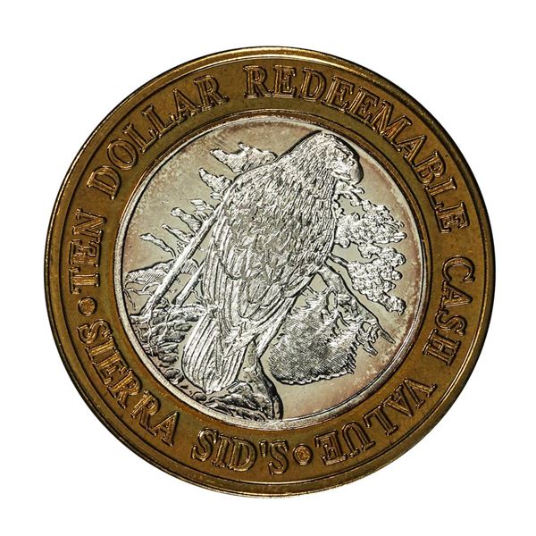 .999 Silver Sierra Sid's Sparks, Nevada $10 Casino Limited Edition Gaming Token