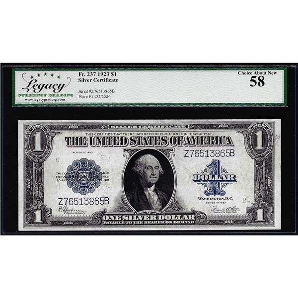 1923 $1 Silver Certificate Note Fr.237 Legacy Choice About New 58