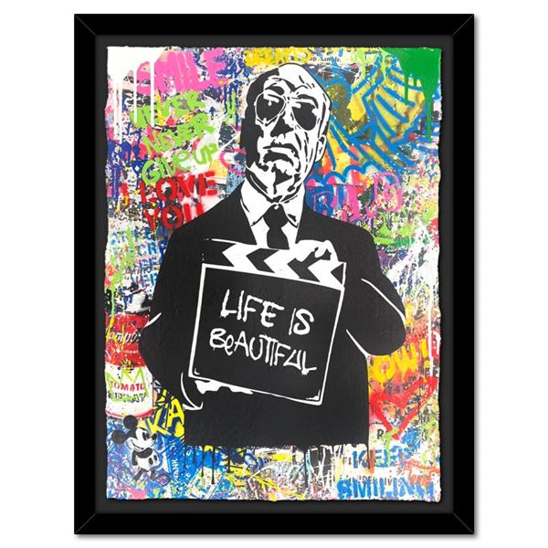 Mr. Brainwash "Hitchcock" Original Mixed Media on Paper