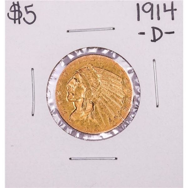 1914-D $5 Indian Head Half Eagle Gold Coin