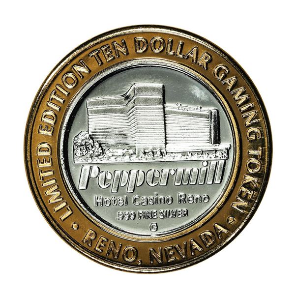 .999 Silver Peppermill Hotel Casino Reno, NV $10 Casino Limited Edition Gaming Token