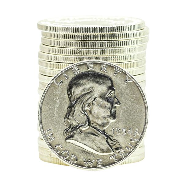 Roll of (20) 1954-D Brilliant Uncirculated Franklin Half Dollar Coins