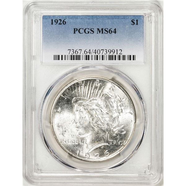 1926 $1 Peace Silver Dollar Coin PCGS MS64