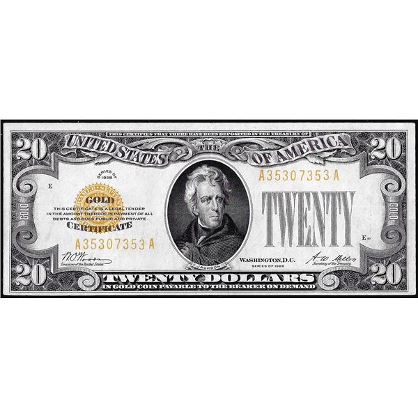 1928 $20 Gold Certificate Note