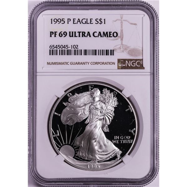 1995-P $1 Proof American Silver Eagle Coin NGC PF69 Ultra Cameo