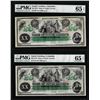 Image 1 : Lot of (2) 1872 $20 State of South Carolina Obsolete Note PMG Gem Uncirculated 65EPQ