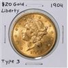 Image 1 : 1904 Type 3 $20 Liberty Head Double Eagle Gold Coin