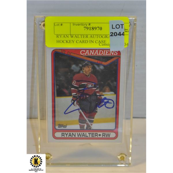 RYAN WALTER AUTOGRAPHED HOCKEY CARD IN CASE