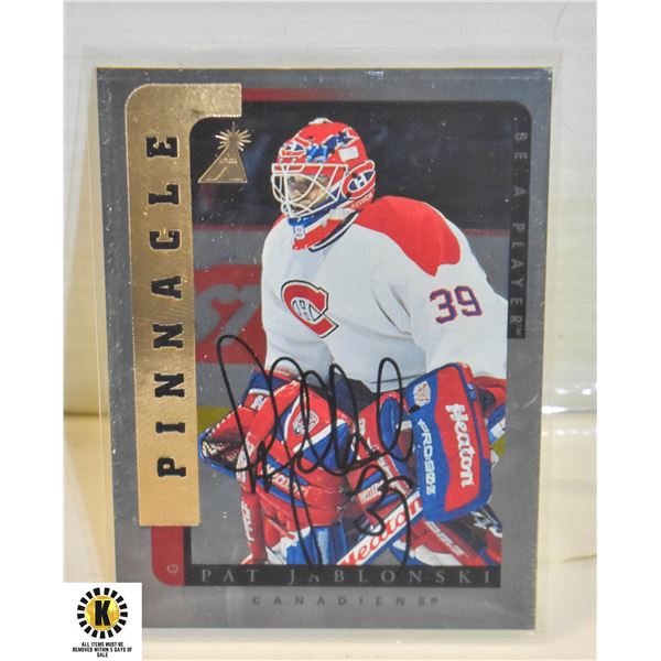 PINNACLE SIGNED PAT JABLONSKI HOCKEY CARD