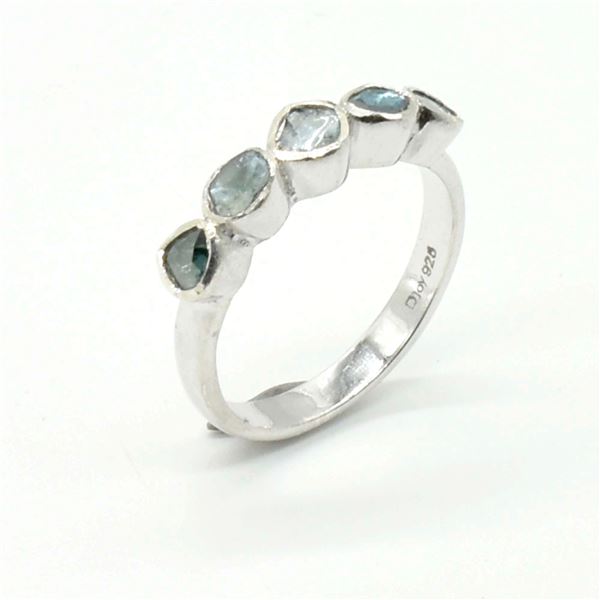 S185-79 SILVER BLUE DIAMOND (0.65CT) RING