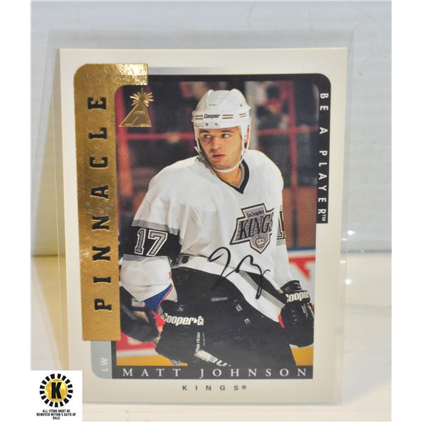 PINNACLE SIGNED MATT JOHNSON HOCKEY CARD