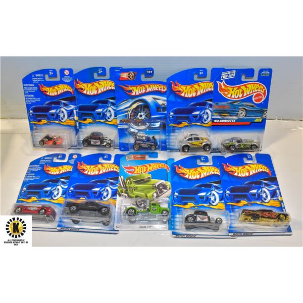LOT OF 10 COLLECTIBLE HOT WHEELS CARS