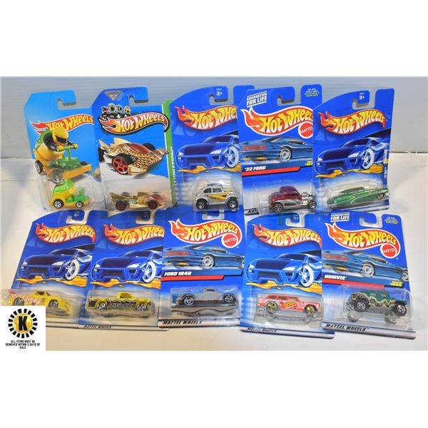 LOT OF 10 COLLECTIBLE HOT WHEELS CARS