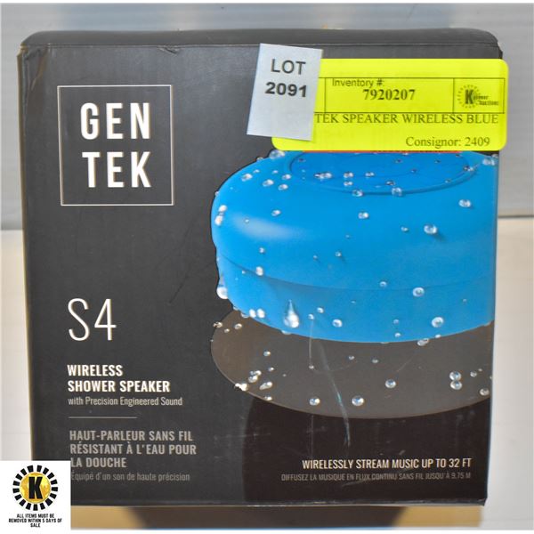 GEN TEK SPEAKER WIRELESS BLUE RAY