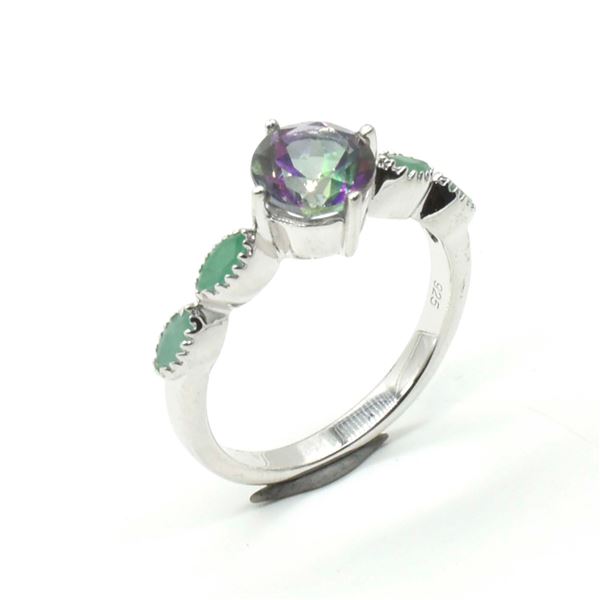 S185-84 SILVER MYSTIC TOPAZ EMERALD(1.15CT) RING