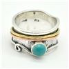 Image 1 : S185-59 2TONED SILVER TURQUOISE(0.7CT) RING