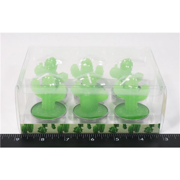 NEW 6PC CACTUS TEA CANDLE SET