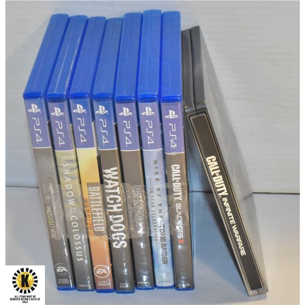 LOT OF (8) PS4 GAMES WITH ALL MANUALS