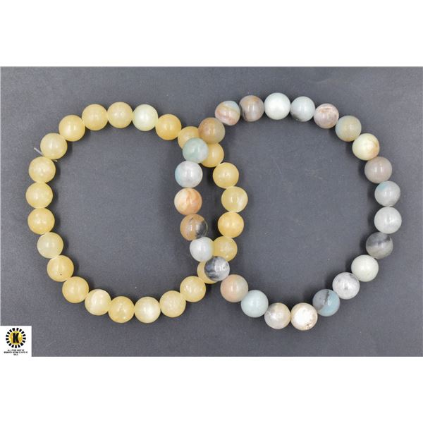 #99-NATURAL AMAZORITE+NEPHRITE JADE BRACELET