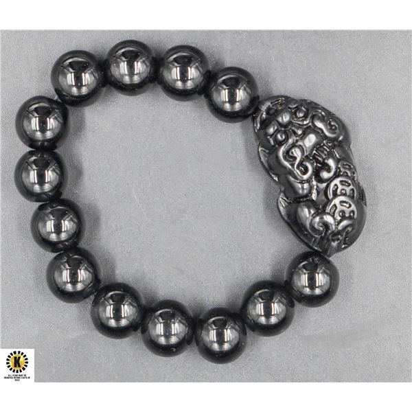 #126-BLACK OBSIDIAN 12MM /8" BRACELET