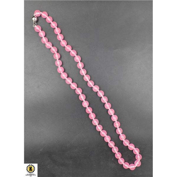 #162-NATURAL PINK JADE NECKLACE 17"/8MM
