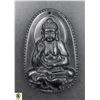 Image 1 : #382-NATURAL BLACK OBSIDIAN BUDDIHIST PENDANT