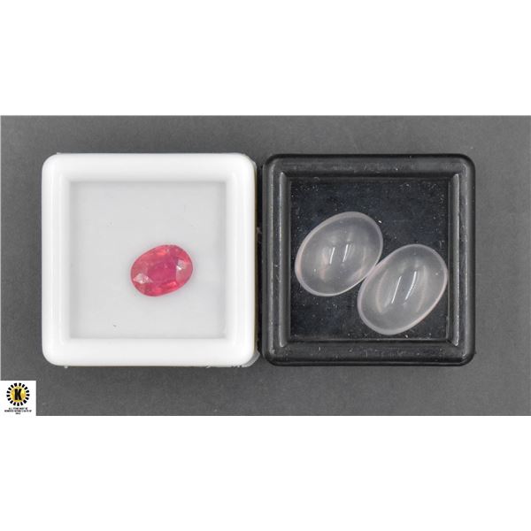 #567-NATURAL HEATED RUBY 2.0CT,PINK QZ 12.60CT