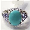 Image 1 : JP892-115 SILVER TURQUOISE TANZANITE RING