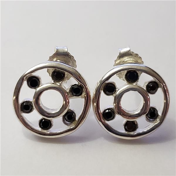 JP892-109 SILVER BLACK ONYX EARRINGS