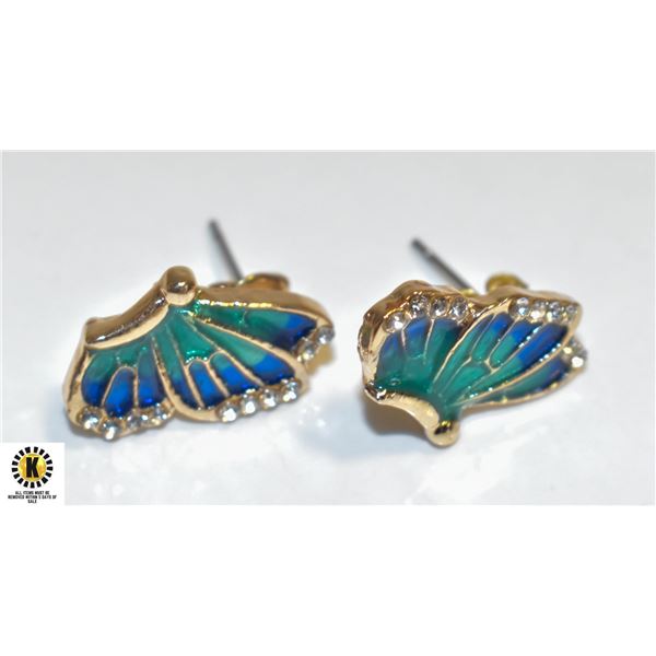 NEW GOLD PLATED MULTI-STONE EARRINGS