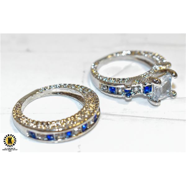 NEW SILVER PLATED MULTI-STONE RING SET SIZE 6.5