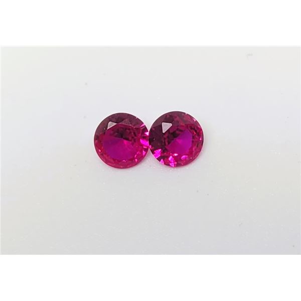 2)  LOT OF 2 NATURAL MATCHED ROUND RUBY GEM-