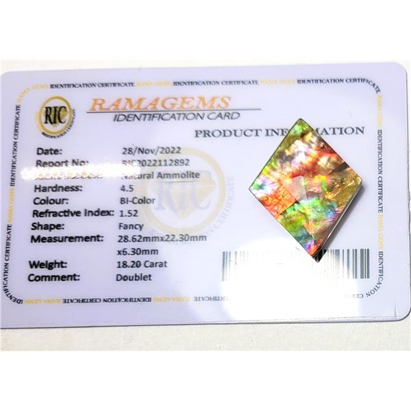 1) NATURAL 18.2 CT AMMOLITE GEMSTONE, READY