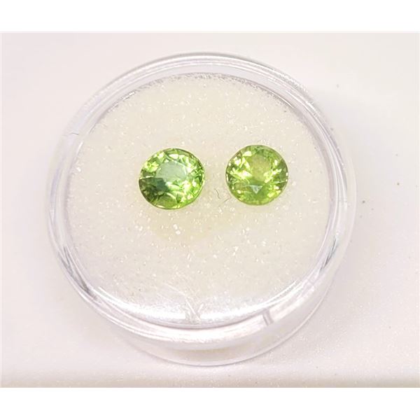 4)  LOT OF 2 NATURAL ROUND MATCHED PERIDOT