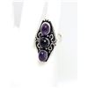 Image 1 : 18)  UNUSUAL 925 SILVER STAMPED  TRIPLE AMETHYST