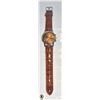 Image 1 : MENS LEATHER GENEVA QUARTZ WATCH BROWN