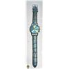 Image 1 : MEN?S LEATHER GENEVA QUARTZ WATCH BLUE NEW