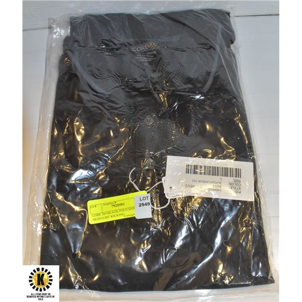 CORE 365 BLACK POLO SHIRT MOISTURE WICKING