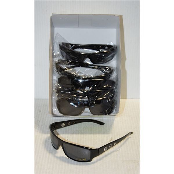 6 PAIRS BLACK MODERN WITH CHROME CIRCLE SUNGLASSES