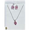 Image 1 : SILVER TONE EARRING & NECKLACE SET W/ UNKNOWN