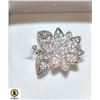 Image 1 : SIZE 6.5 SILVER TONE FLORAL RING W/ UNKNOWN STONES