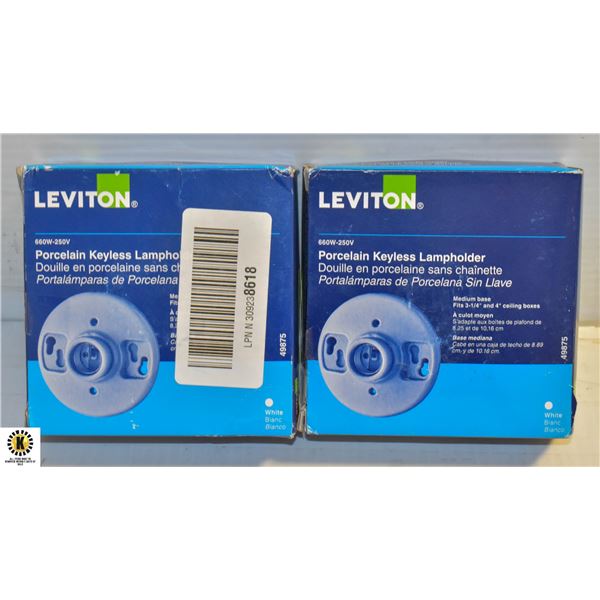 2 NEW REPACKED LEVITON PORCELAIN KEYLESS LAMP